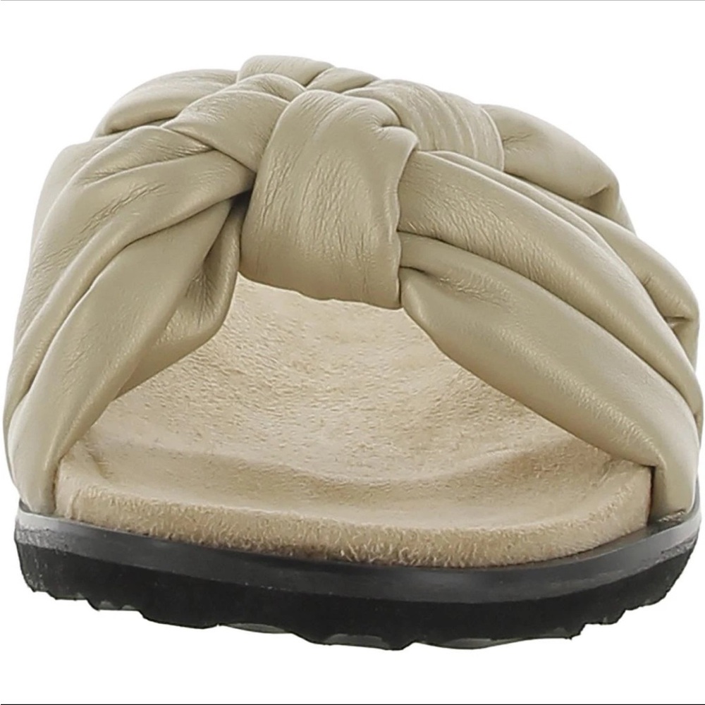Easy Street Suzanne Gold Faux Leather Slide Sandals - Picture 2 of 2